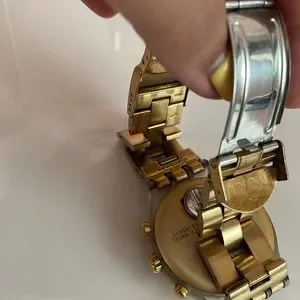 Swatch Unisex Swiss Chronograph Full-Blooded Gold-Tone Aluminum Bracelet 43mm NEW LIMITED SWATCH IRONY FULL BLOODED GOLD CHRONO ALUMINUM  main image 2